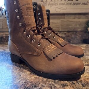 Ariat ATS Heritage Lace up Roper Cowboy BOOTS Women's US Size 8 Round Toe EUC